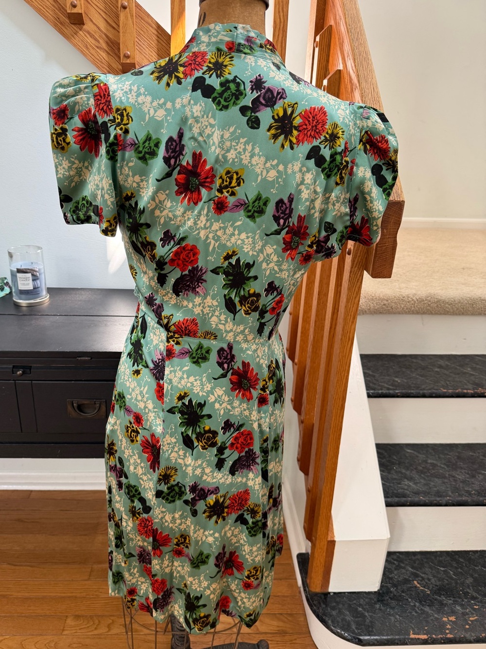Betsey Johnson Mint Green Floral Button-Front Midi Dress - Picture 2 of 6